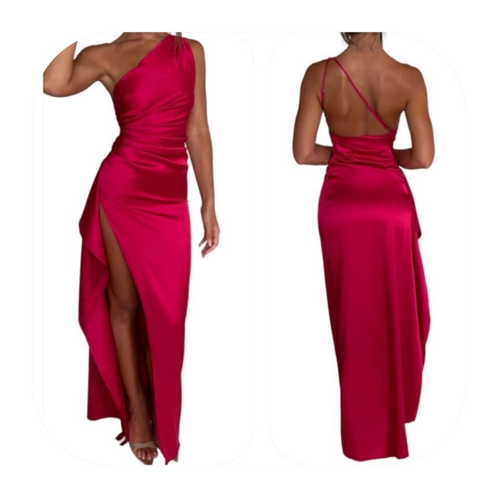 NWT Babyboo S red satin maxi dress